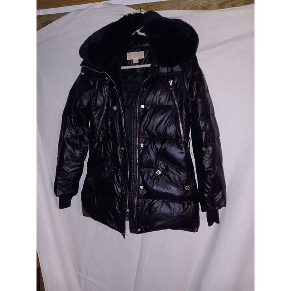 Michael Kors Jackets & Blazers - MICHAEL KORS Women's X Small, Faux-Fur-Trim Hooded Puffer Jacket Black